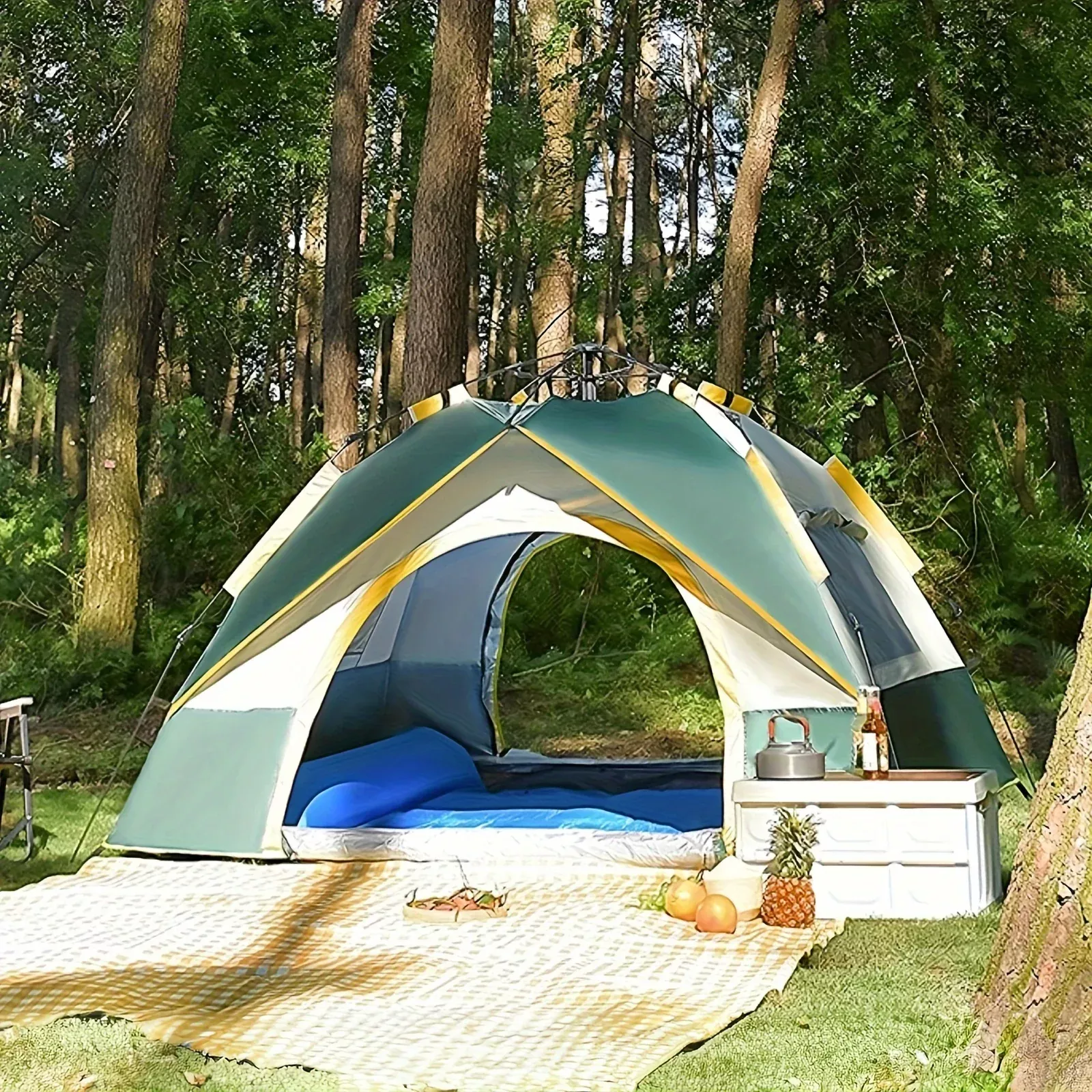 1-4 Person Camping Tents, Fully Automatic Quick Opening Camping Tent, High Quality Windproof Tent, Dual Doors And Windows for Superior Ventilation,, Portable,, Ideal for Outdoor Camping, Hiking, Mountaineering, And Travel