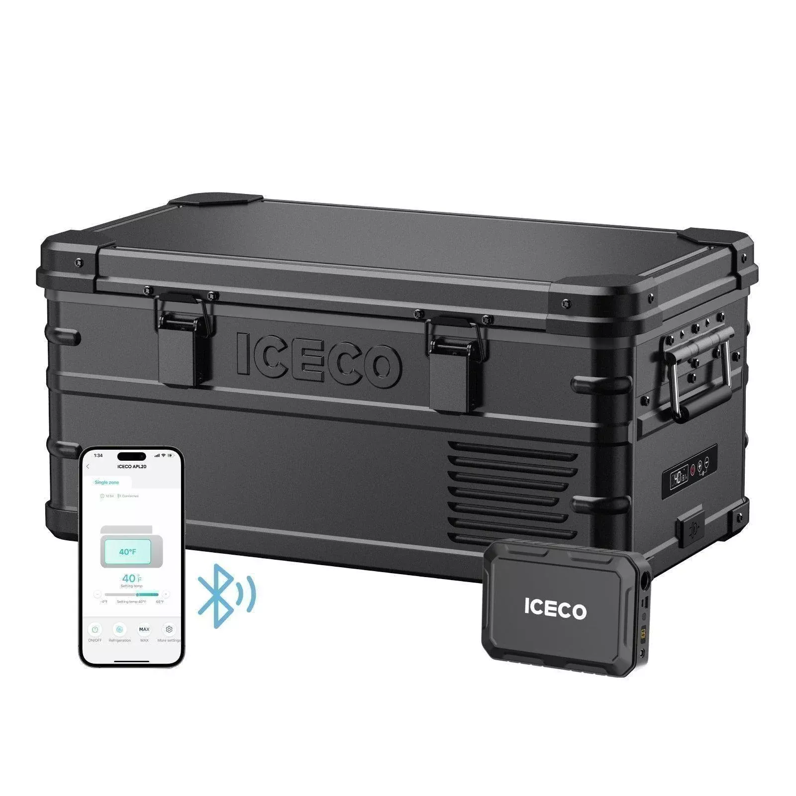 21QT APL20 Black Single Zone Aluminum Freezer With Magnetic Power Bank | ICECO