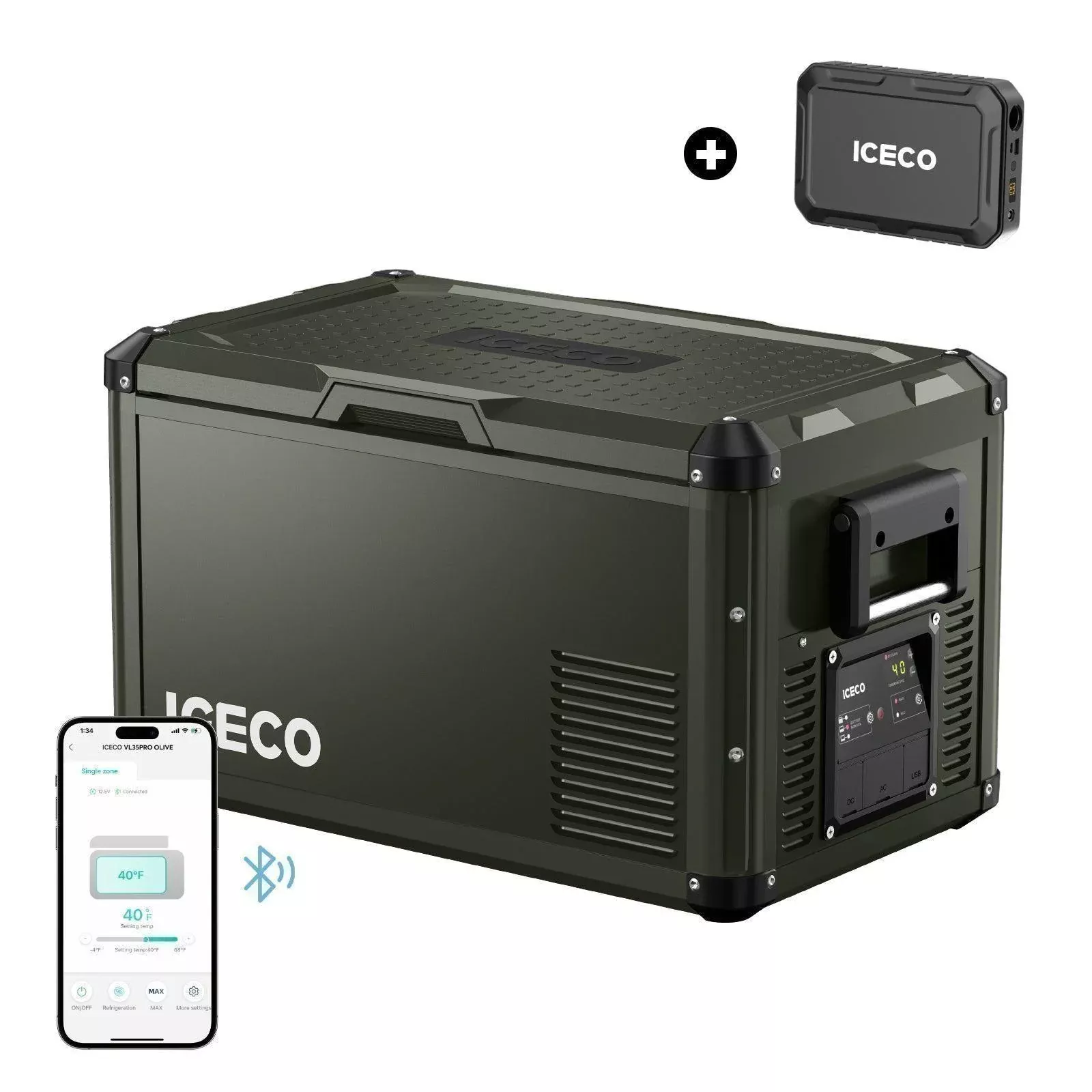37QT VL35ProS Olive Single Zone Fridge With Magnetic Power Bank | ICECO