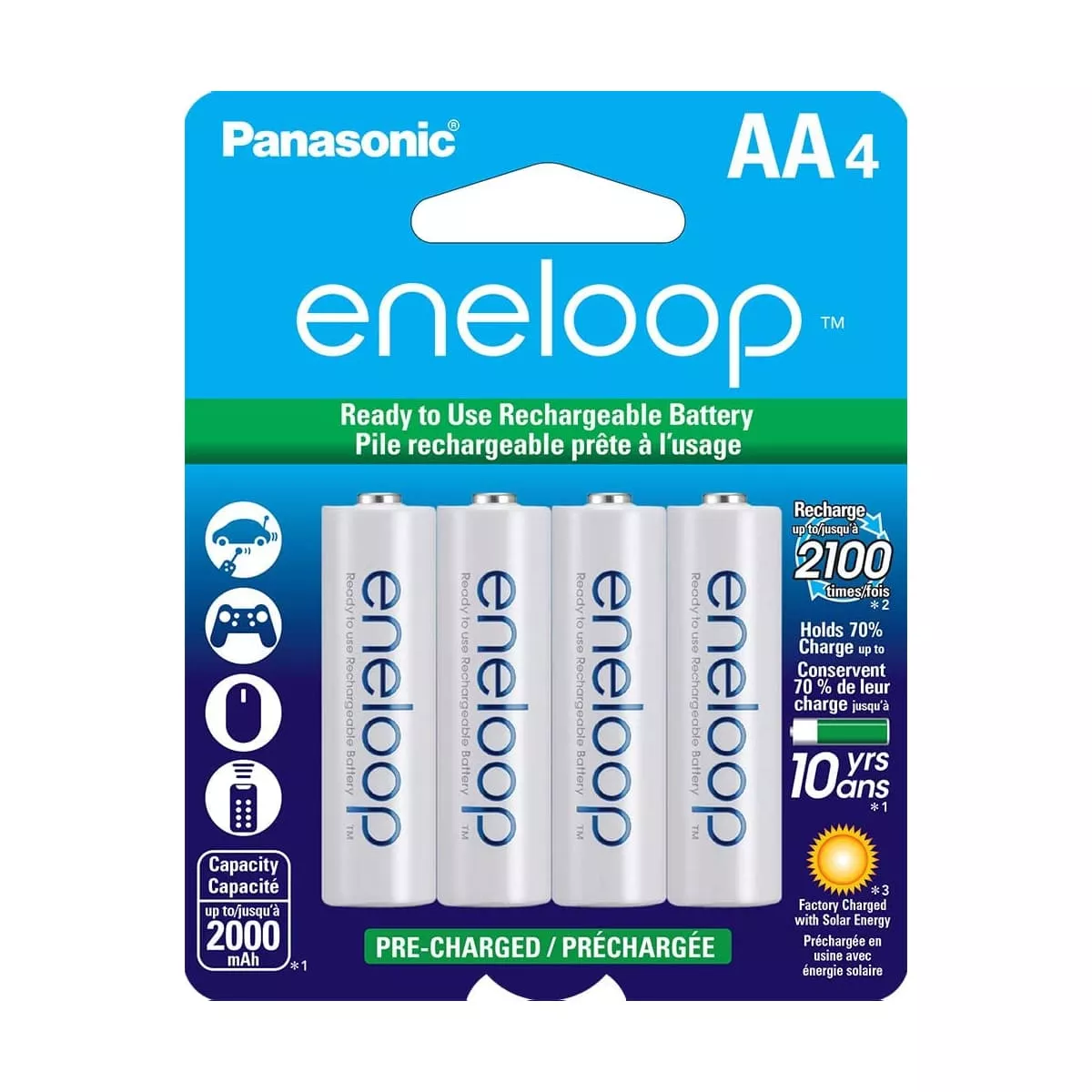 4 Eneloop AA NiMH Rechargeable Batteries