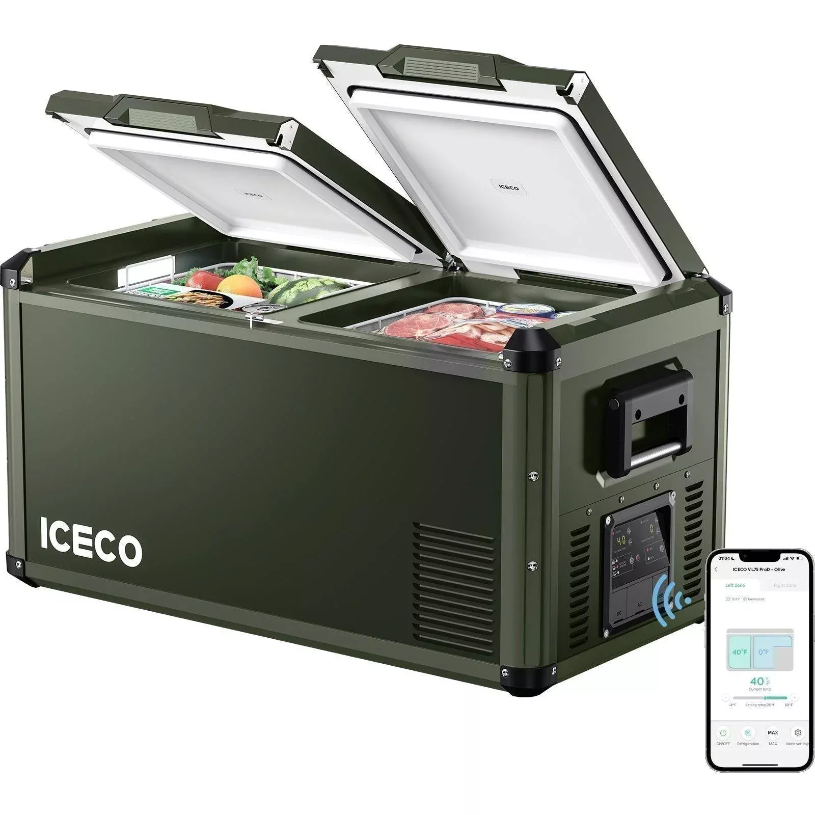 79.2QT VL75ProD Olive 12V Heavy Duty Metal Fridge Freezer| ICECO
