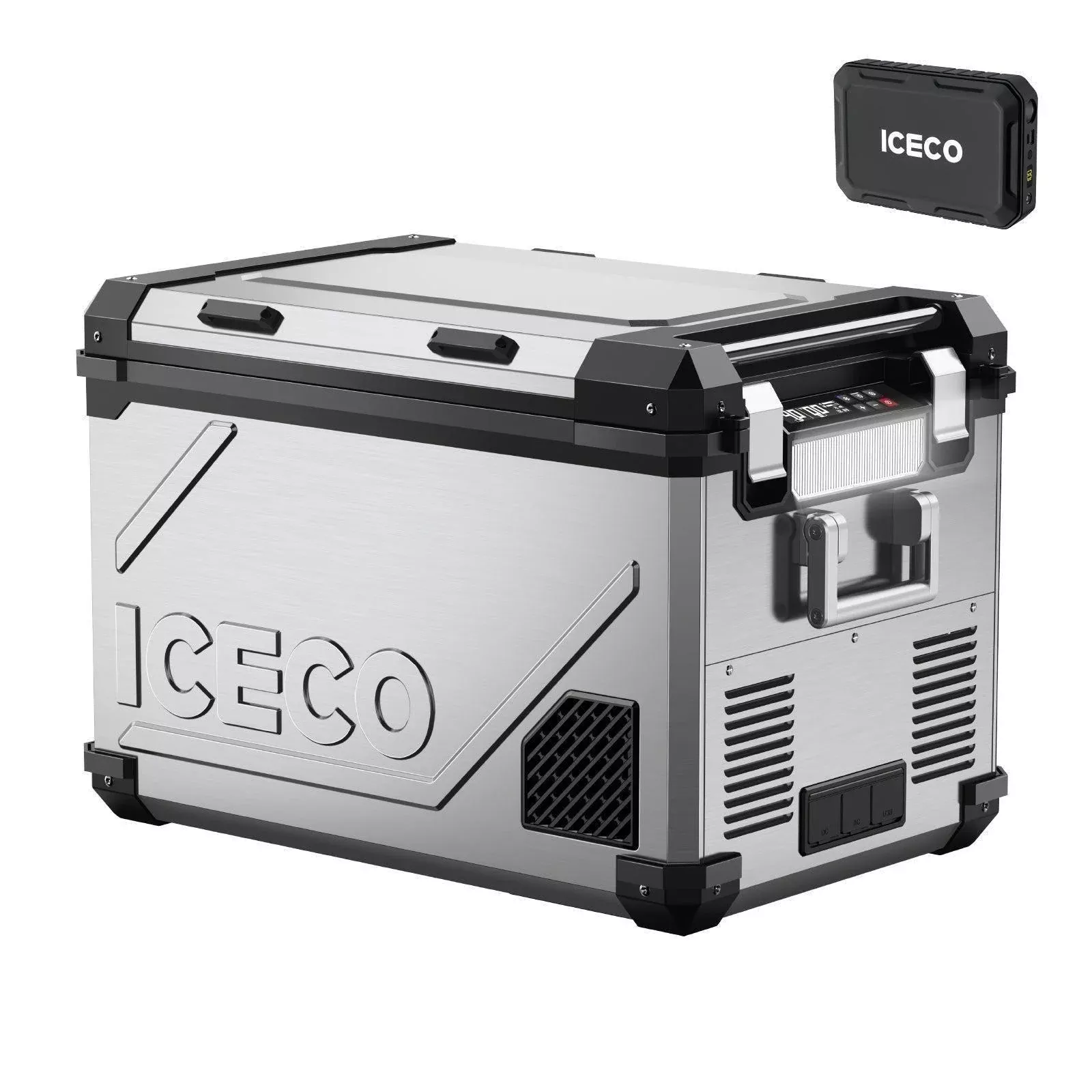 APL55-Silver Power Combo Dual Zone 12 Volt Fridge with Magnetic Battery |ICECO