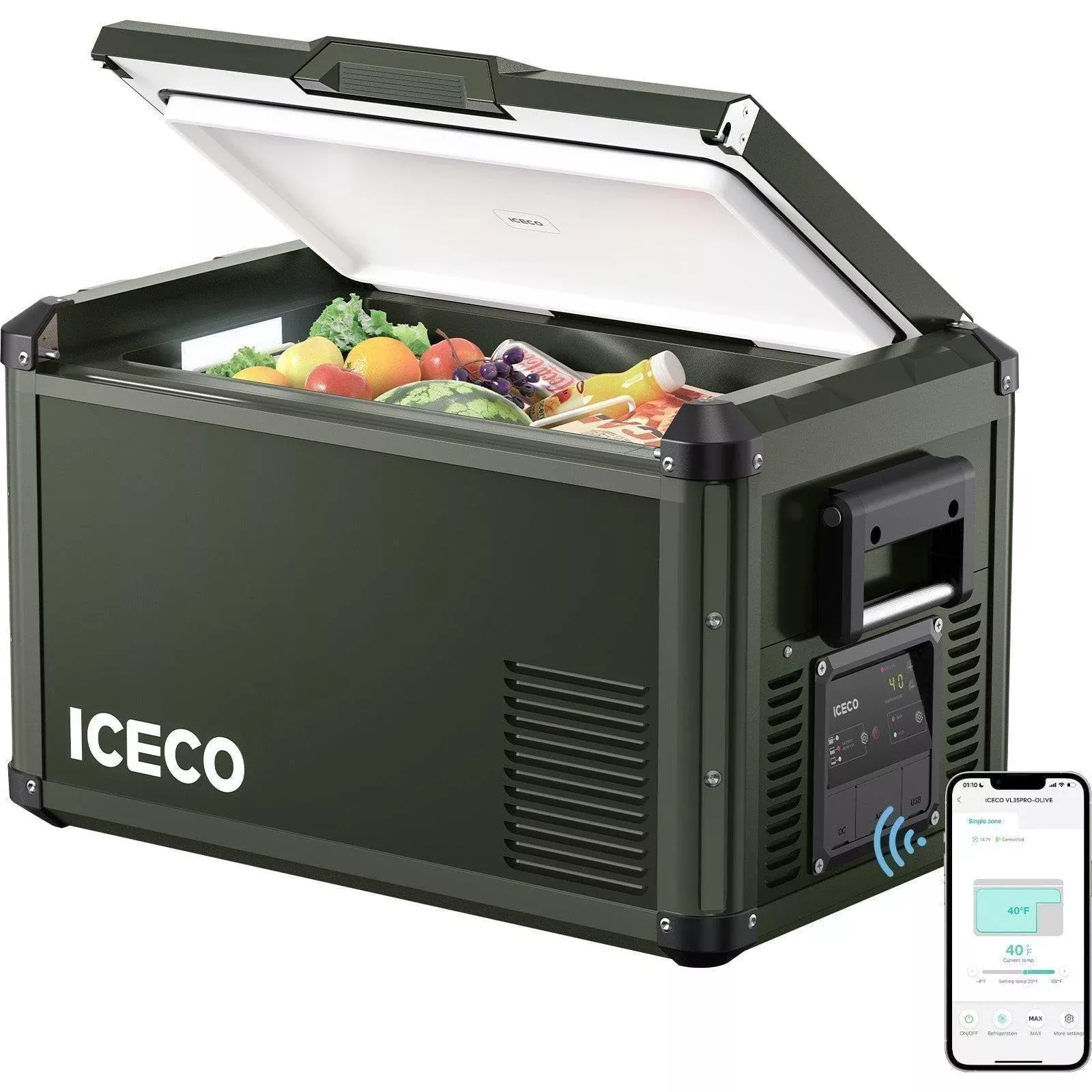 NEW！37QT VL35ProS Olive 12V Metal Single Zone Fridge Freezer | ICECO