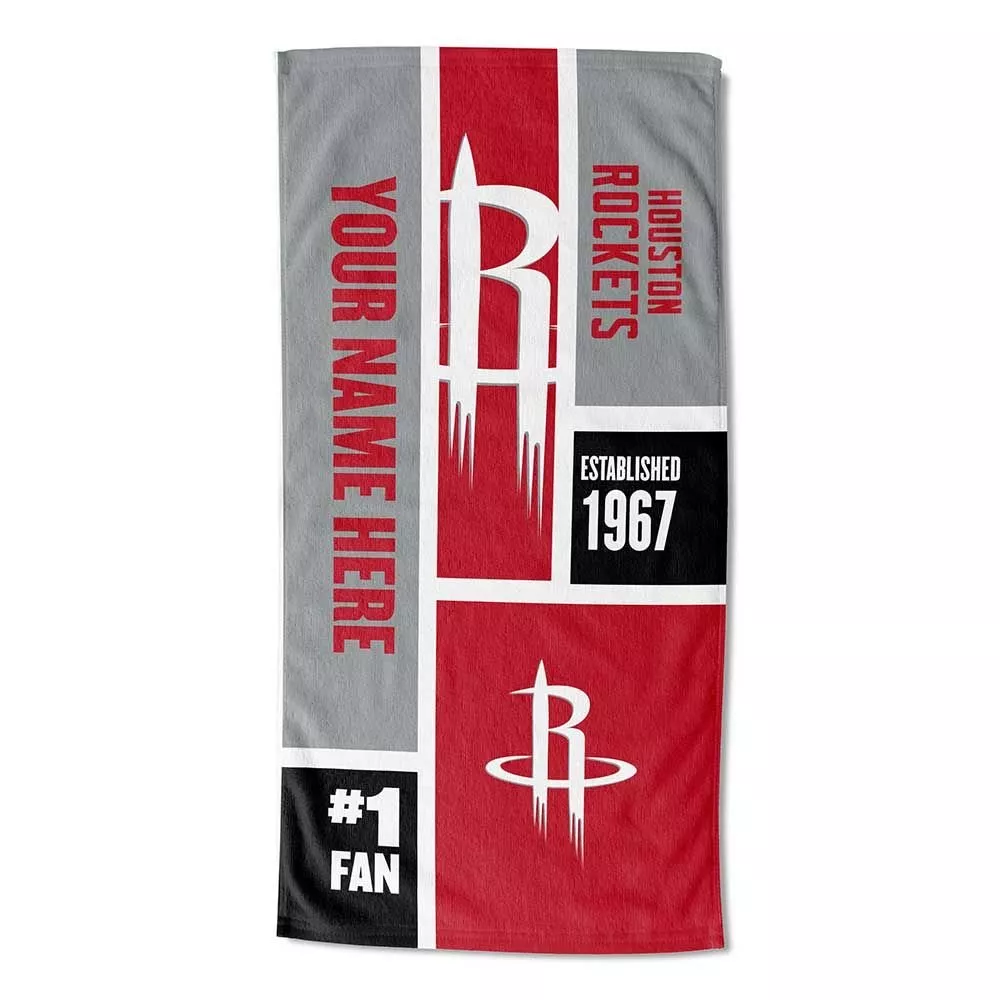[Personalization Only] OFFICIAL NBA Colorblock Personalized Beach Towel - Houston Rockets