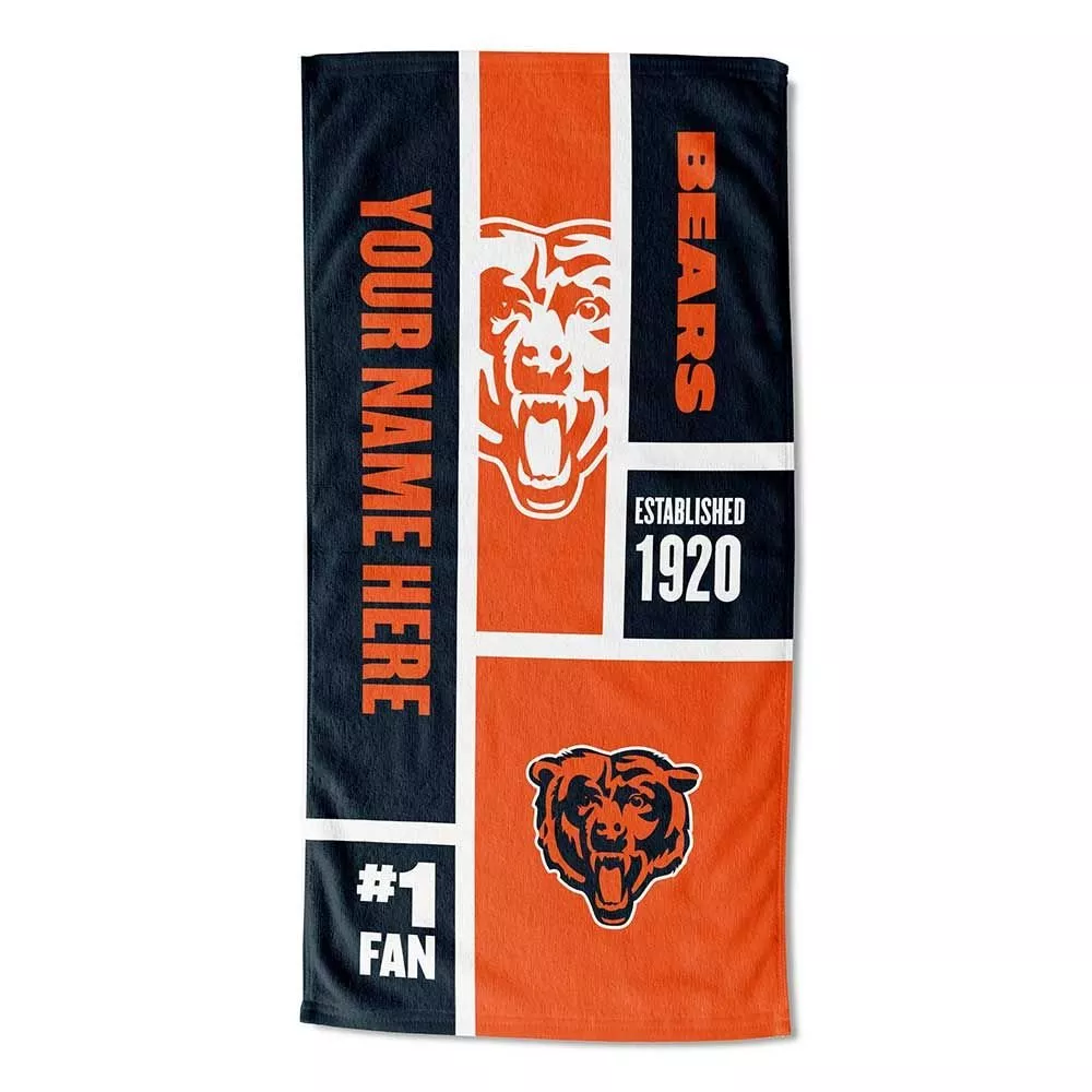[Personalization Only] OFFICIAL NFL Colorblock Personalized Beach Towel - Bears