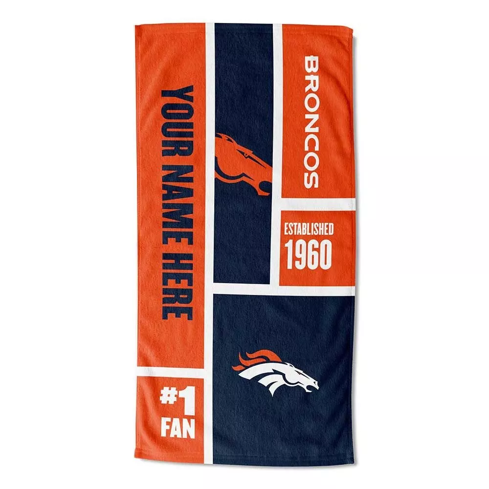 [Personalization Only] OFFICIAL NFL Colorblock Personalized Beach Towel - Broncos